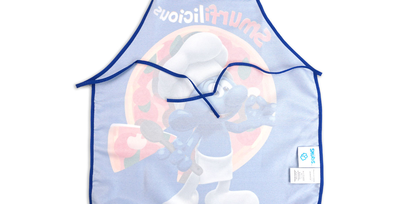 Fartuszek do przedszkola smerfy niebieskie